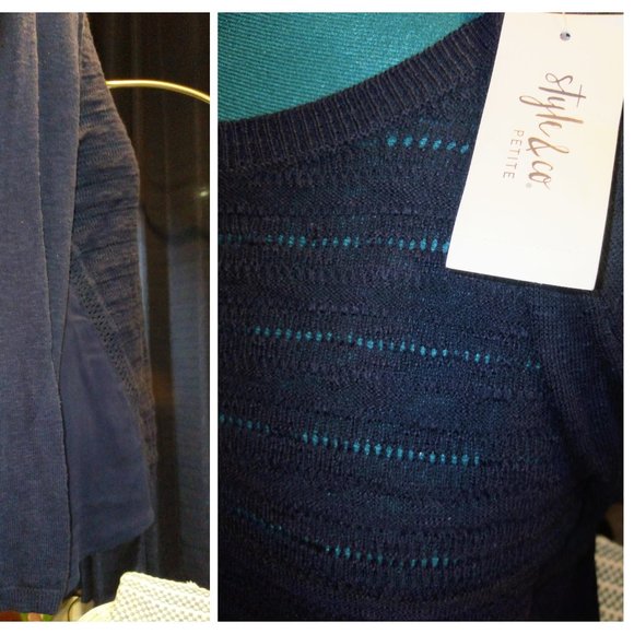 Style & Co Mixed Media High-Low Top in Blue Sz PL NWT - Picture 3 of 13